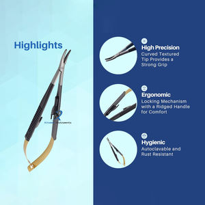 Instrumentos Altomme, Portaagujas Micro Castroviejo Manual, Punta Curva 5.5, Herramienta de Sutura Quirúrgica de Precisión, Microcirugía Delicada - Product Image 2