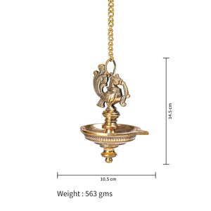 Lampe à huile Diya traditionnelle en résine en forme de canard, ensemble suspendu, pièce unique, artisanat métallique rond d'Inde pour la décoration intérieure de Diwali - Product Image 5