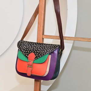 กระเป๋าถือหนังรีไซเคิลสไตล์ตะวันตกกระเป๋าเงินหลากสีสำหรับผู้หญิงกระเป๋าหนังสะพายไหล่ใช้ได้หลากหลายแบบมีสายสะพายไหล่ - Product Image 2