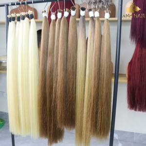 Extensions de cheveux bruns moyens en vrac, lisses, double épaisseur, cheveux humains vierges vietnamiens, sans trame, vente en gros - Product Image 3