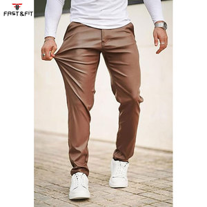 กางเกงหนังทรงขาบานสไตล์ลำลองสำหรับผู้ชายแฟชั่นสตรีทแวร์สีพื้นกันน้ำระบายอากาศได้ดีเป็นมิตรกับสิ่งแวดล้อม - Product Image 5