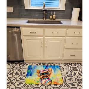 Yorkshire Terrier Hippie Dawg tapis de bain en mousse à mémoire lavable en Machine Anti-Fatigue tapis de cuisine coussin de confort pour bain cuisine - Product Image 2