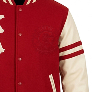Veste de fraternité Alpha Psi, couleur rouge contrastée, manches longues, broderie avec logo en lettres grecques, style varsity, sweat-shirt pour homme - Product Image 5