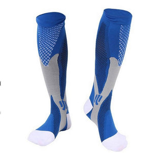 Blue Knee High <b>Compression</b> <b>Socks</b> Breathable Woven Anti-bacterial Spandex/Nylon/Cotton Solid Pattern <b>Running</b> Sports <b>Socks</b> Adults - Product Image 1
