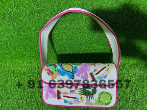 New Fashion Ladies Trending Handmade Beaded Embroidery <b>Purse</b> Shape Cotton Fabric Animal Theme Beaded Design <b>Pink</b> Shoulder Bag - Product Image 1