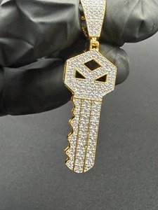 Colgante de llave chapado en plata 925 con diamantes de corte brillante redondo, estilo hip-hop, joyería para uso diario, diamantes cultivados en laboratorio de color G. - Product Image 6