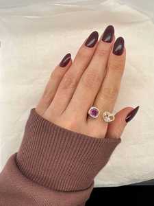 Premium Unheated Blue Sapphire Two Stone <b>Open</b> Cuff <b>Ring</b> Solid Gold Minimalist Designer <b>Ring</b> Unheated Sapphire Twin Stone Adjust - Product Image 6