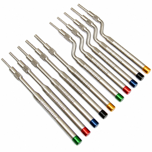 Lot de 10 Élévateurs à vis manuels réglables à pointe concave pour implantation osseuse et greffe d'os, et Osteotomes droits et angulés en acier inoxydable - Product Image 5