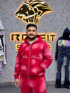 <b>Men's</b> <b>Pink</b> Zip-Up Hoodie With Screen Print Oversized Fleece Casual <b>Sweatshirt</b> Hooded Regular Sleeve Autumn Wear Hoodies - Product Image 5
