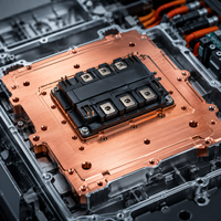 Plaque de base liquide en cuivre à surface brillante personnalisée pour le refroidissement des modules IGBT d'onduleurs de véhicules électriques, usinée CNC, norme OEM JIS