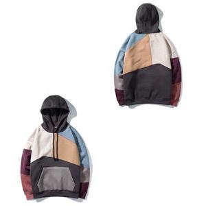 Sudadera con capucha y sudadera de algodón azul de alta calidad OEM personalizada con bordado liso y paneles para hombre - Product Image 3