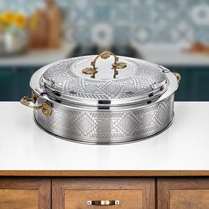 Nordic Stainless Steel Food <b>Warmer</b> with Wooden Handles & <b>Legs</b> Insulated Serving Pot Ramadan Buffet Hotel Catering Chafing Dish - Product Image 3