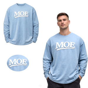 Camisetas de algodón grueso con capas y hombros caídos para hombre, estilo urbano, con logo personalizado en relieve, ajuste oversize, venta al por mayor OEM - Product Image 1