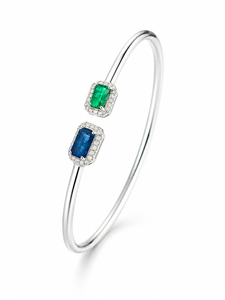 Brazalete de Esmeralda y Zafiro Azul en Plata de Ley 92.5 KLSB-20783 - Product Image 1