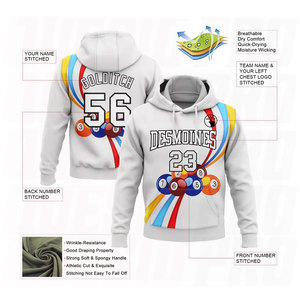 Sudadera con Capucha Deportiva de Billar 3D Blanca y Negra con Costuras Personalizadas - Product Image 2