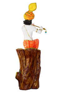 EOB International Handmade Resin Sitting Lord Krishna Tree <b>Statue</b> Traditional Design <b>Religious</b> Art Home Decor Diwali Wedding - Product Image 2