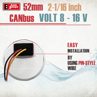 Medidor de Voltaje Auto Gauge de 52 mm 2 1/16 CANbus J1939, Analógico, Carátula Negra, Universal 12V/24V, con Luz de Advertencia, para Camiones, Autobuses y Embarcaciones