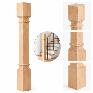 Poste de Escalera de Madera Maciza de 5x5x34.5 Pulgadas, Pieza Tradicional para Escaleras, Duradero para Escaleras, Balcones y Patas de Muebles - Product Image 1
