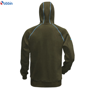 Sudadera con capucha de forro polar con cremallera, ribete naranja, bolsillos, corte holgado informal, para hombre, deportiva, transpirable, ecológica, para invierno - Product Image 2
