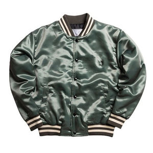 <b>Men's</b> Navy Satin Varsity Jacket Regular Fit Stand Collar Covered Button Closure Solid Color Casual Style <b>Winter</b> Waterproof - Product Image 4