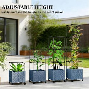 Fioriera Rialzata Grigia e Vaso per Piante da Esterno per Decorazioni Esterne - Product Image 3