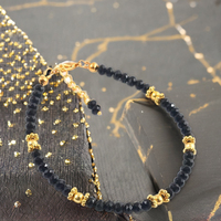 Magnifique Bracelet Perlé de Guérison Chrétienne en Jade Noir, Rondelles Facettées Plaqué Argent, Cadeau Unisexe Adorable HG-517 Hayaat