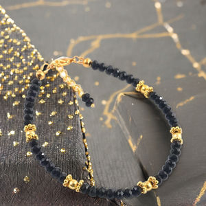 Magnifique bracelet de guérison en spinelle noir, pierre précieuse en vrac, perles facettées rondes, bijoux élégants, cadeau HAYAAT GEMS pour bijoux - Product Image 1