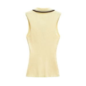 Nouvelle Collection 2026 : Gilet Chic en Maille Côtelée Style Polo, Sans Manches, Rayé, Vintage, Décontracté pour Femme - Product Image 5