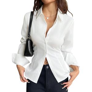 Women Polyester Modern Fit Solid Front Button Long Sleeve Casual Shirt - Product Image 1