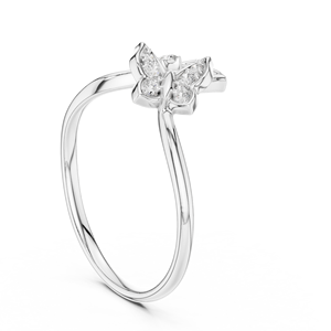 Anillo de Mariposa con Diamante Cultivado en Laboratorio, Chapado en Rodio, Oro Blanco de 18 Quilates, para Compromiso, Boda, San Valentín, Uso Diario - Product Image 3