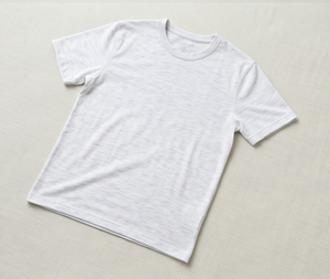 T-shirt blanc à manches courtes pour homme, coupe classique, couleur unie, décontracté, col rond, jersey tricoté en coton - Product Image 3