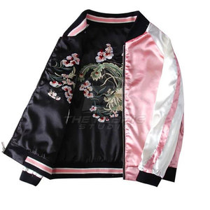 Chaqueta Sukajan de Invierno Bordada Personalizada de Alta Calidad, Tela Satinada, Cuello Alto, Estilo Urbano, Informal y Cómoda - Product Image 3