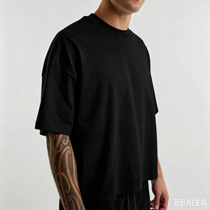 เสื้อยืดทรงบ็อกซี่คุณภาพสูง ตัดเย็บอย่างดี ทรงโอเวอร์ไซส์ ผ้าฝ้าย 260GSM ไหล่ตก แขนสั้น สไตล์สตรีทแวร์ เสื้อยืดเปล่าสำหรับผู้ชาย - Product Image 3