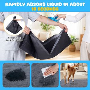 Tappetini Assorbenti per Addestramento Cani Extra Large a 6 Strati con Controllo Odori e Carbone Attivo, Confezione da 150, 35.5"x24" - Product Image 4