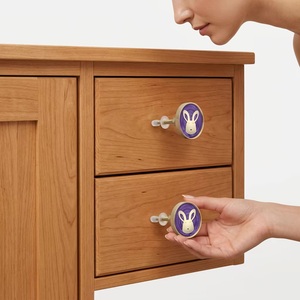 Pomo de latón para muebles con diseño de conejo, púas redondas moradas, diseño contemporáneo, tirador de cajón duradero, fácil instalación - Product Image 4