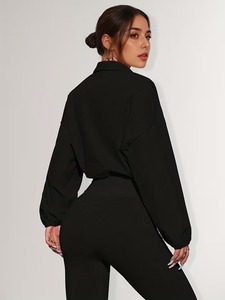 <b>Ladies</b> Urban Streetwear Tracksuit | Elastic Drawstring Hem Windbreaker <b>Jacket</b> and Slim Fit Compression Gym Leggings Outfit - Product Image 4