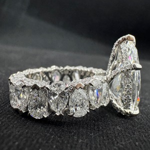 Anillo de Diamantes de Corte Pera y Redondo de 15.65 CT, Cultivados en Laboratorio, Certificados por IGI, Oro Blanco de 10k, Rutenio - Product Image 4