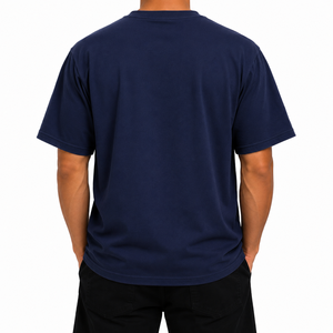 เสื้อยืดโอเวอร์ไซส์สตรีทแวร์คอกลมแขนสั้นพิมพ์ลายโลโก้ด้านหน้าสำหรับผู้ชาย ผ้าถักนุ่มพิเศษ 100% ผ้าฝ้าย - Product Image 3