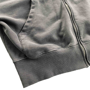 Chaqueta personalizada al por mayor de alta calidad vintage lavado con ácido oversize hombro caído chaqueta gris para hombre medio cuello cremallera Sudadera con capucha - Product Image 6