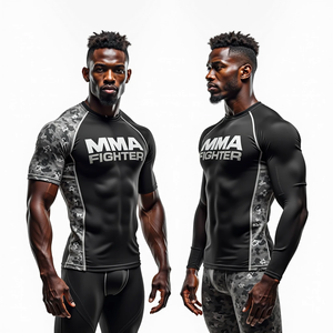 เสื้อรัดกล้ามเนื้อ MMA แบบสั่งทำพิเศษ คุณภาพสูง ระบายอากาศได้ดี ป้องกันรังสียูวี 50 แห้งเร็ว ต้านเชื้อแบคทีเรีย - Product Image 2