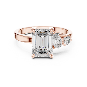 Luxury 18K <b>White</b> Gold Alloy Emerald Cut Moissanite Engagement Ring with Round <b>Side</b> Stones | Modern Bridal Ring for Women Party - Product Image 6