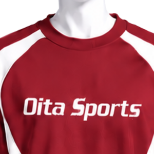 Sweat-shirt à col rond pour homme avec panneau contrastant rouge, manches longues, pull sportif décontracté pour l'entraînement, la remise en forme et le sport - Product Image 3