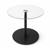 Table basse ronde moderne avec plateau en verre trempé et base en métal, meuble de salon minimaliste, facile à nettoyer