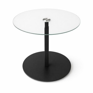 Mesa de centro redonda moderna con tapa de vidrio templado y base de metal, muebles minimalistas para sala de estar, fáciles de limpiar - Product Image 6