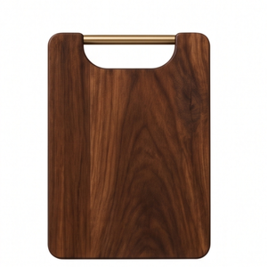 Planche de service rectangulaire de luxe en bois de manguier, planche à découper plate moderne avec poignée métallique supérieure, plateau à fromage - Product Image 1