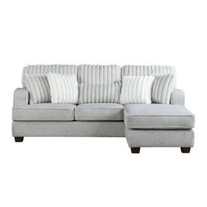 Divano Angolare Moderno Reversibile con Struttura in Schiuma 100% e Cuscini Reversibili, Grigio, con Cuscini Decorativi per Arredamento Soggiorno - Product Image 1
