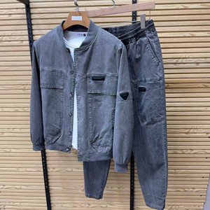 Ensemble deux pièces décontracté pour homme, col à capuche, tissu éponge, manches longues, pantalon uni, vintage, séchage rapide, haute qualité, hiver 233 - Product Image 1