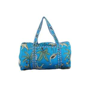 Bolsa de Lona Acolchada Hecha a Mano, Estilo Vintage, Grande, de Algodón, para Viajes de Fin de Semana, Compras, con Cierre, Color Sólido, para Playa, Verano, Otoño - Product Image 2