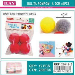 Boule de pompon Ilan 4,0 cm rouge pour la création de décorations - Product Image 3
