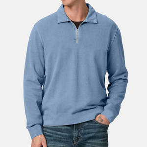 High Quality Man Leisure New Spring Autumn Solid Color and Comfortable Zipper Style Fashion <b>Polo</b> Quarter-<b>Zip</b> Sweatshirt - Product Image 2